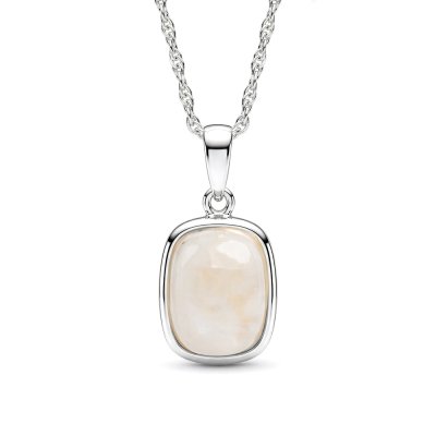 Sterling Silver Rainbow Moonstone Pendant With Chain 18 Inches
