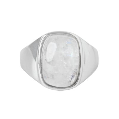 Sterling Silver Rainbow Moonstone Signet Ring