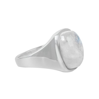 Sterling Silver Rainbow Moonstone Signet Ring