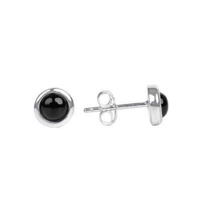 Sterling Silver Black Tourmaline Stud Earrings