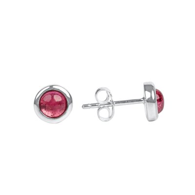 Sterling Silver Pink Tourmaline Stud Earrings