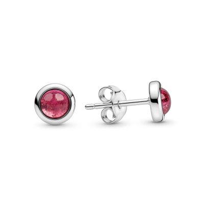 Sterling Silver Pink Tourmaline Stud Earrings