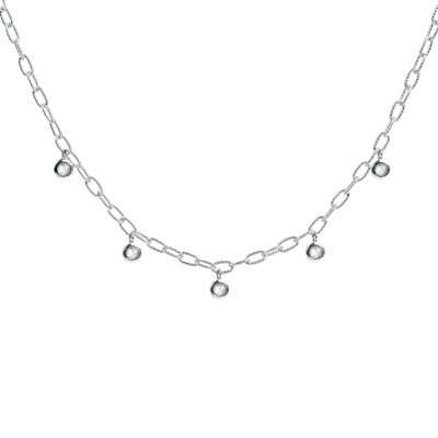 Sterling Silver Rainbow Moonstone Paperclip Necklace 18 Inches