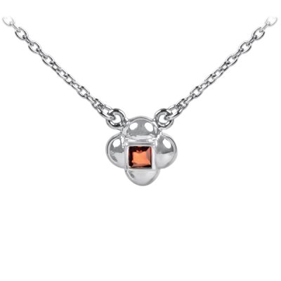 Sterling Silver Red Garnet Necklace 18 Inches