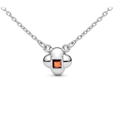 Sterling Silver Red Garnet Necklace 18 Inches