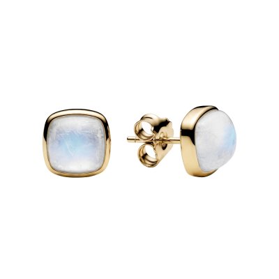 Sterling Silver Rainbow Moonstone Earrings Over 18k Yellow Gold Plated