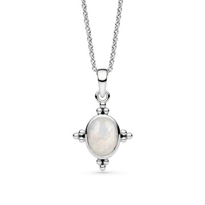 Sterling Silver Rainbow Moonstone Pendant with Chain 18 Inches