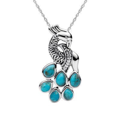 Sterling Silver Turquoise Pendant with Chain 18 Inches