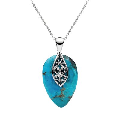 Sterling Silver Turquoise Pendant with Chain 18 Inch