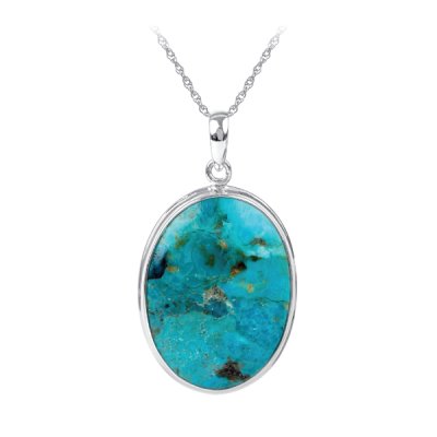 Sterling Silver Turquoise Pendant with Chain 18 Inch