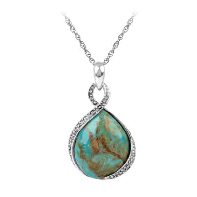 Sterling Silver Turquoise Pendant with Chain 18 Inch