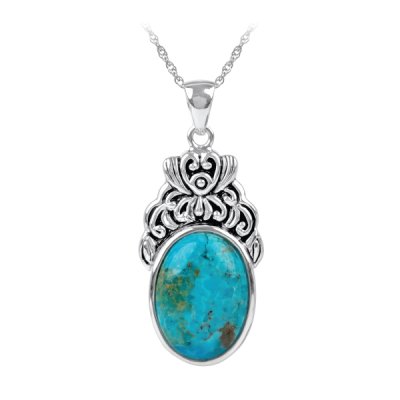 Sterling Silver Pendant with Turquoise with Chain 18 Inches