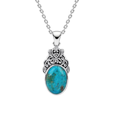 Sterling Silver Pendant with Turquoise with Chain 18 Inches