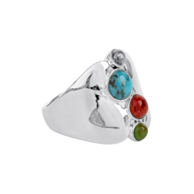 Sterling Silver Multi-Color Stones Ring