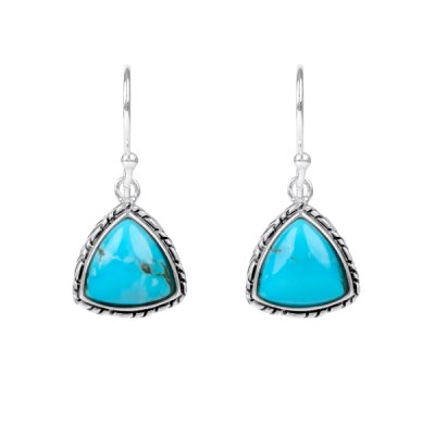 Sterling Silver Turquoise Trillion Earrings