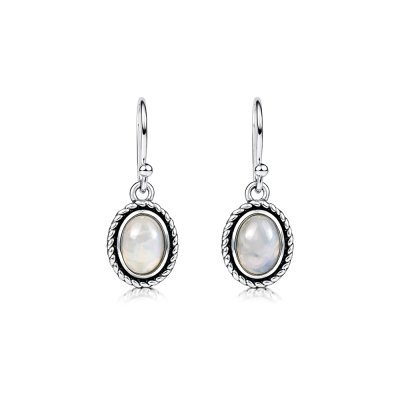 Sterling Silver Rainbow Moonstone Earrings