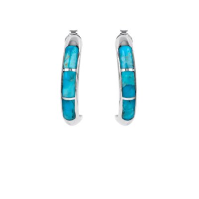 Sterling Silver Turquoise Hoop Earrings