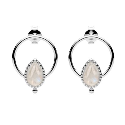 Sterling Silver Rainbow Moonstone Earrings