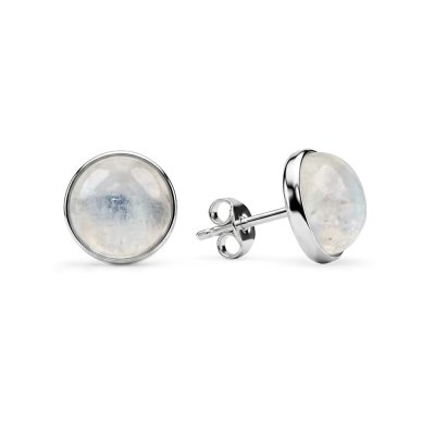 Sterling Silver Rainbow Moonstone Earrings 10 mm