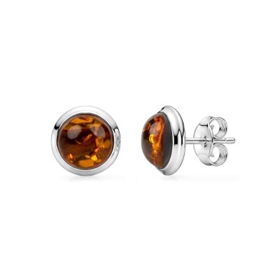 Sterling Silver Amber Earrings 6 mm