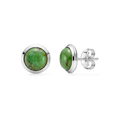 Sterling Silver Green Turquoise Earrings 6 mm