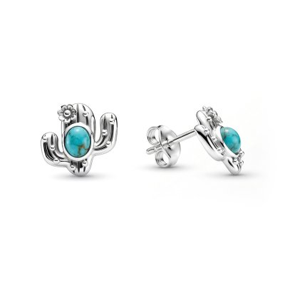 Sterling Silver Turquoise Cactus