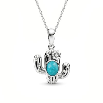 Sterling Silver Turquoise Cactus