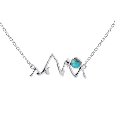 Sterling Silver Turquoise Mountain Necklace 18 Inches