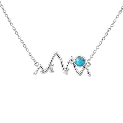 Sterling Silver Turquoise Mountain Necklace 18 Inches