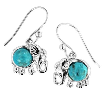 Sterling Silver Turquoise Elephant  Earrings