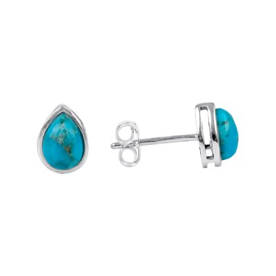 Sterling Silver Pear Stud Earrings
