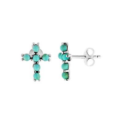 Sterling Silver Turquoise Cross Earrings