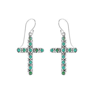 Sterling Silver Turquoise Cross Earrings