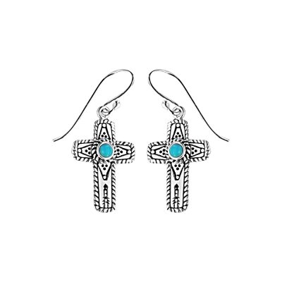 Sterling Silver Turquoise Cross Earrings