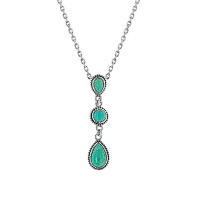 Sterling Silver Turquoise Pendant with Chain 18 Inches