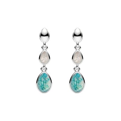 Sterling Silver Amazonite and Rainbow Moonstone Dangle Earrings