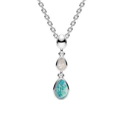 Sterling Silver Amazonite and Moonstone Pendant with Chain 18 Inches
