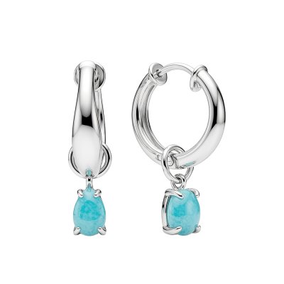 Sterling Silver Larimar Huggie Earrings