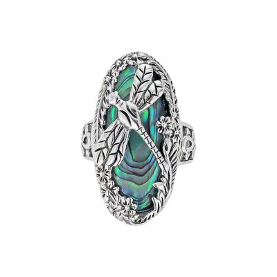 Sterling Silver Abalone Dragonfly Ring