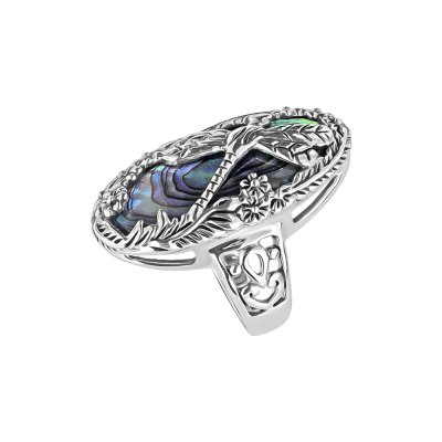 Sterling Silver Abalone Dragonfly Ring