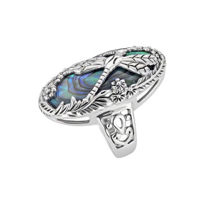 Sterling Silver Abalone Dragonfly Ring