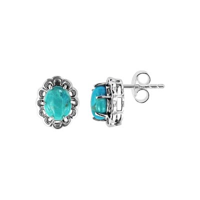 Sterling Silver Turquoise Flower Post Earrings