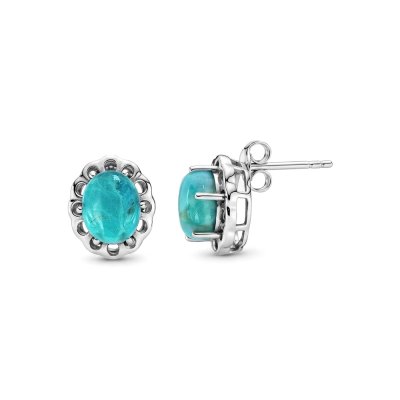 Sterling Silver Turquoise Flower Post Earrings