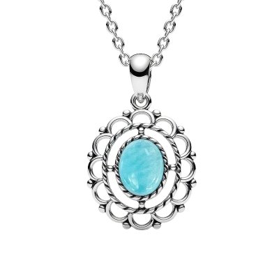 Sterling Silver Larimar Pendant with Chain 18 Inches
