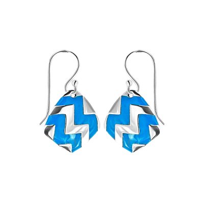 Sterling Silver Blue Enamel Earrings