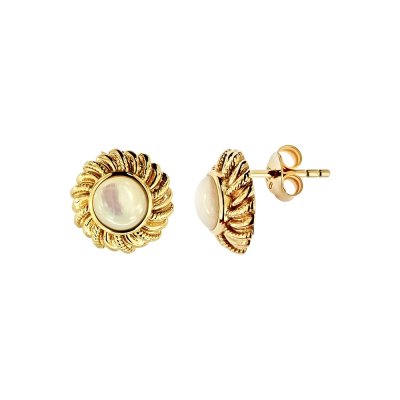 Sterling Silver Mother of Pearl Earrings Over 18K Yellow Gold Plated