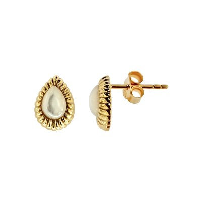 Sterling Silver Mother of Pearl Earrings Over 18K Yellow Gold Plated