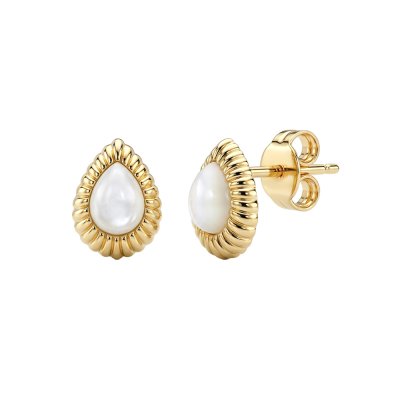 Sterling Silver Mother of Pearl Earrings Over 18K Yellow Gold Plated
