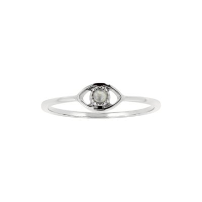 Sterling Silver Rainbow Moonstone Evil Eye Ring