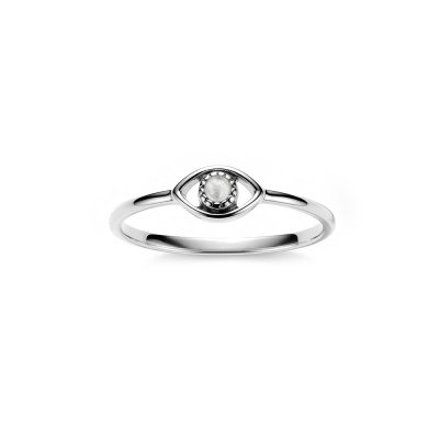 Sterling Silver Rainbow Moonstone Evil Eye Ring